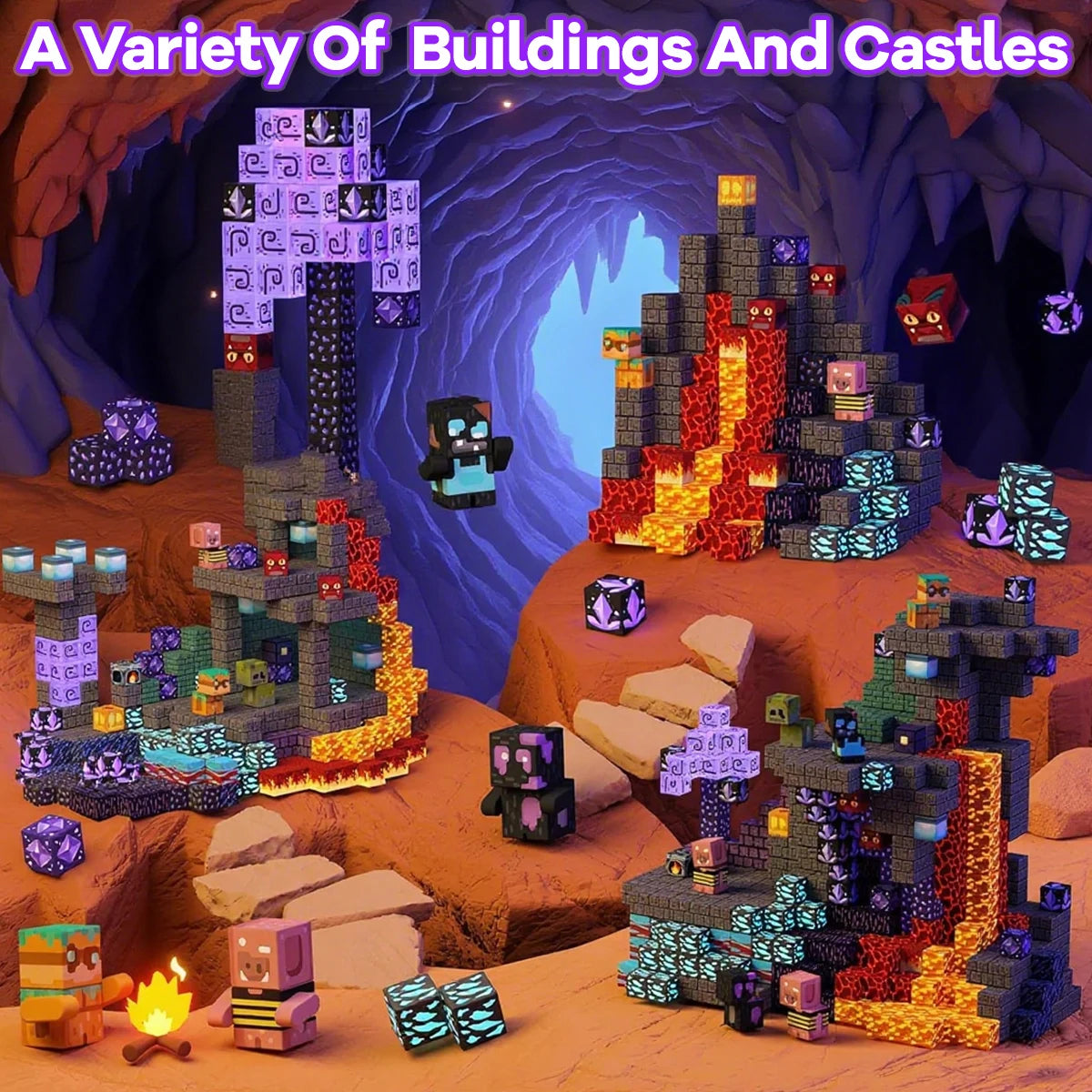 Magnetic Building Blocks Game-Based Build Cave with Magnet Construction Toys STEM Sensory Gift For Kids Birthday 78/100/200PCS