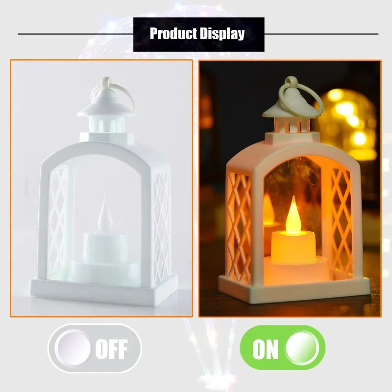 European Christmas Decor Set: Christmas Tree Ornament + Window Wreath + Arch Mini Lantern Candle Lamp for Holiday Arrangement