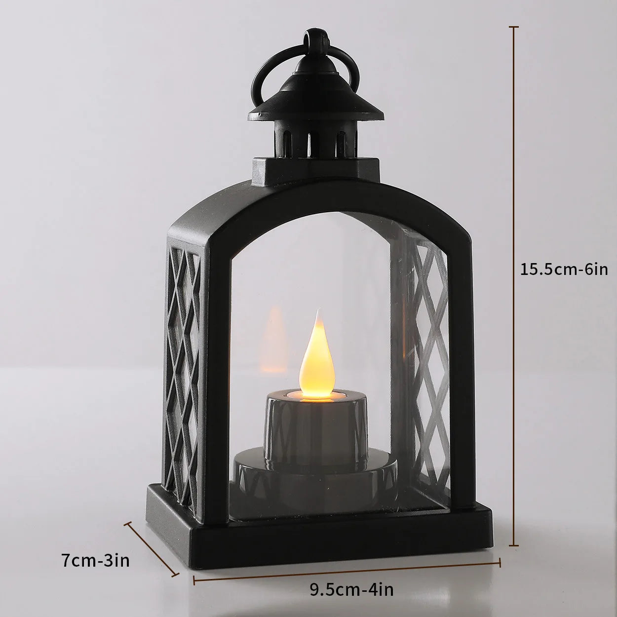 European Christmas Decor Set: Christmas Tree Ornament + Window Wreath + Arch Mini Lantern Candle Lamp for Holiday Arrangement