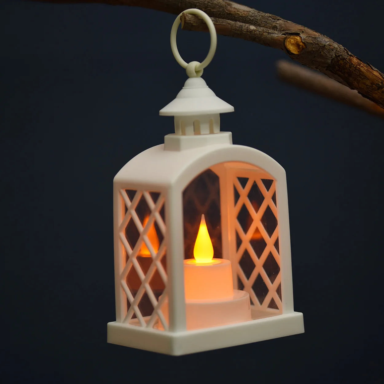 European Christmas Decor Set: Christmas Tree Ornament + Window Wreath + Arch Mini Lantern Candle Lamp for Holiday Arrangement