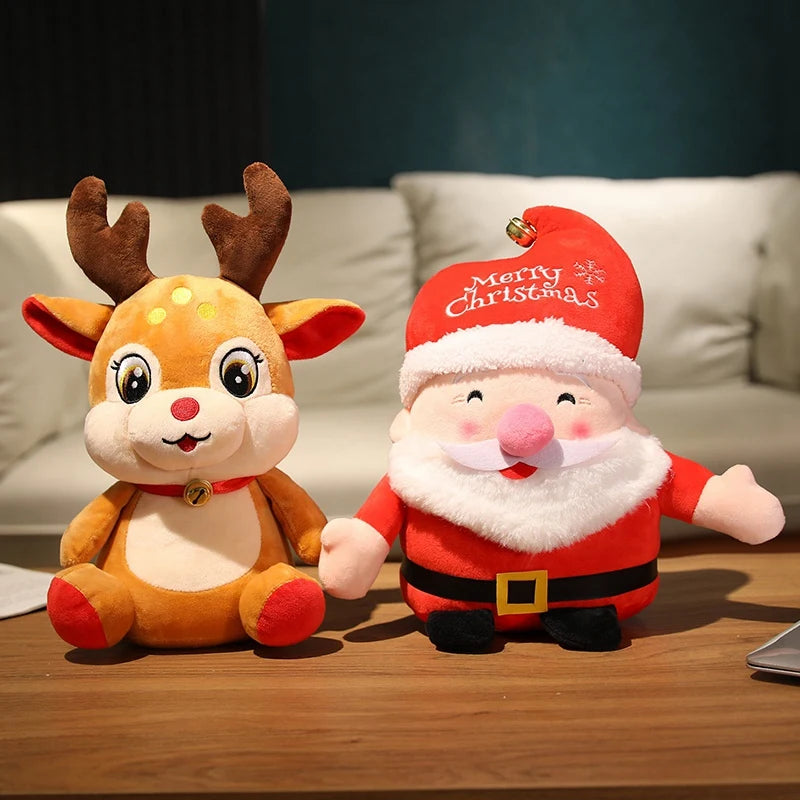 About 20cm Cartoon Christmas Collection Plush Toy Cute Santa Claus Christmas Elk Snowman Pillow Xmas Decor Gifts
