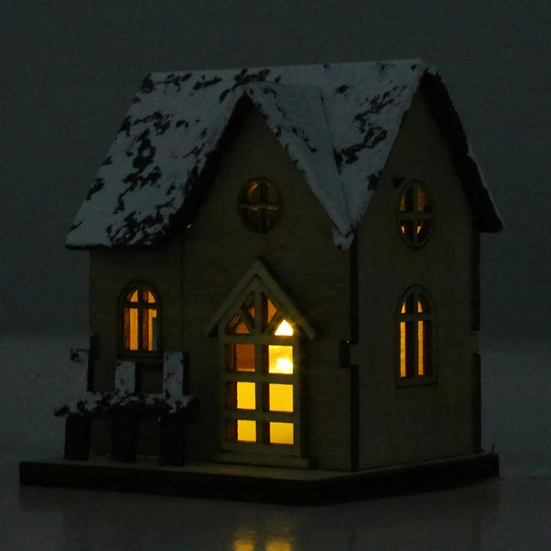 Christmas House Cottages DIY Toys Ornament Landscape Decor Dollhouse LED Luminous Wooden Deskop Decoration Happy New Year Gifts