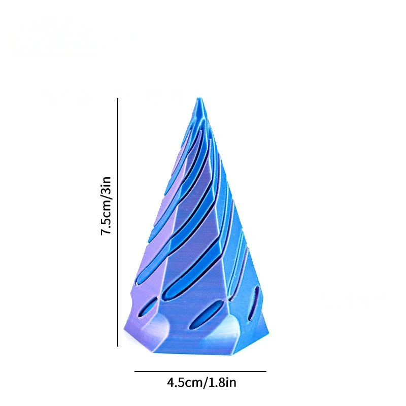 3D Printed Toys Rotating Pyramid 3D Printed Spiral Cone Relief Toys 3D Printed Spinning Anti-Stress Toy Fidget Rotating Pyramid