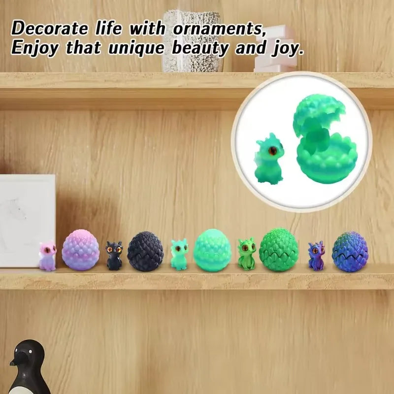 3D Printed Dragon Egg with Baby Dragon Inside - Mini Decorative Figurine for Home & Desktop Ornament, Kids Birthday Gift