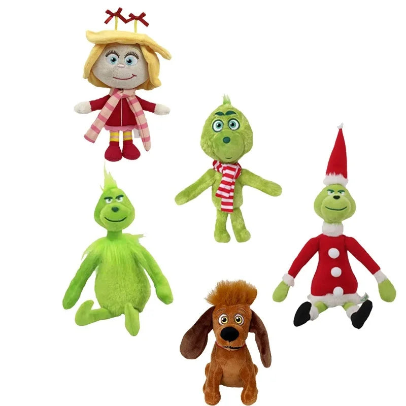 Grinch Christmas Plush Toy - Soft Stuffed Doll for Kids Kawaii Room Decor Gift for Boys Girls Holiday Party Favors