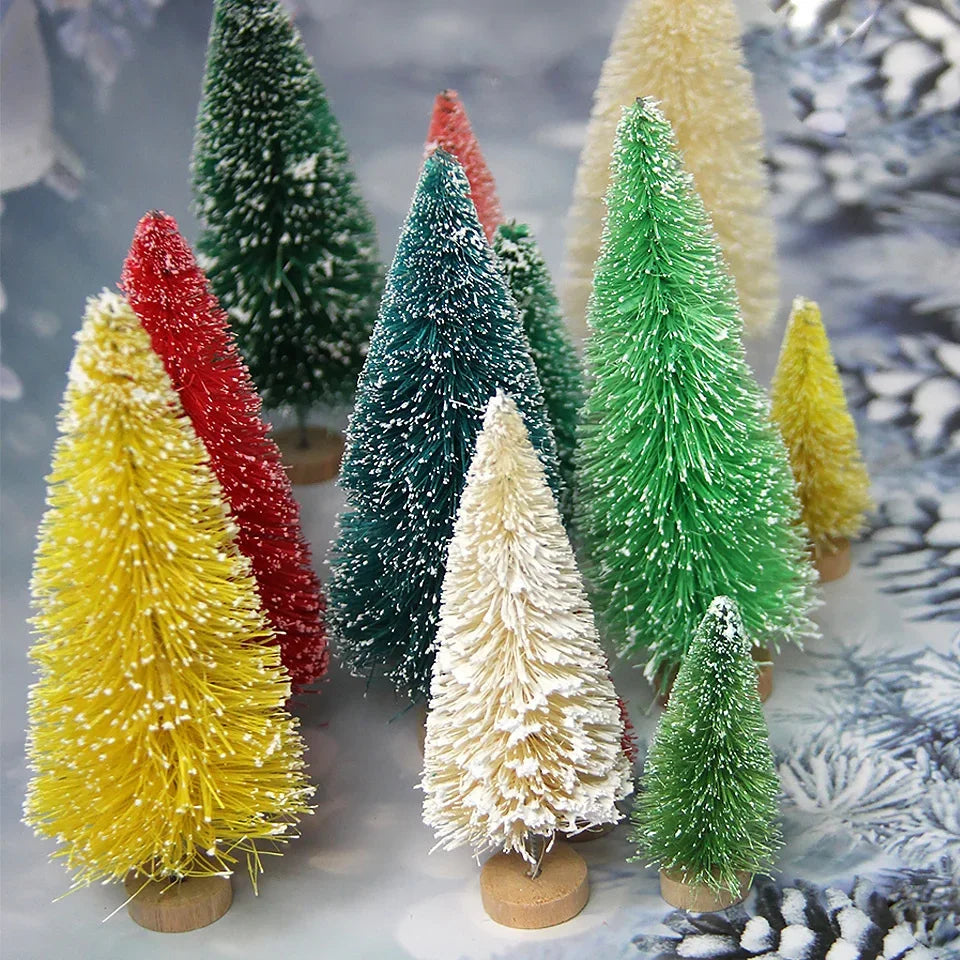 8PCS Multi Size Christmas Pine Tree Colorful Mini Trees for Xmas Home Desktop Ornaments Noel Party Table Decoration Supply