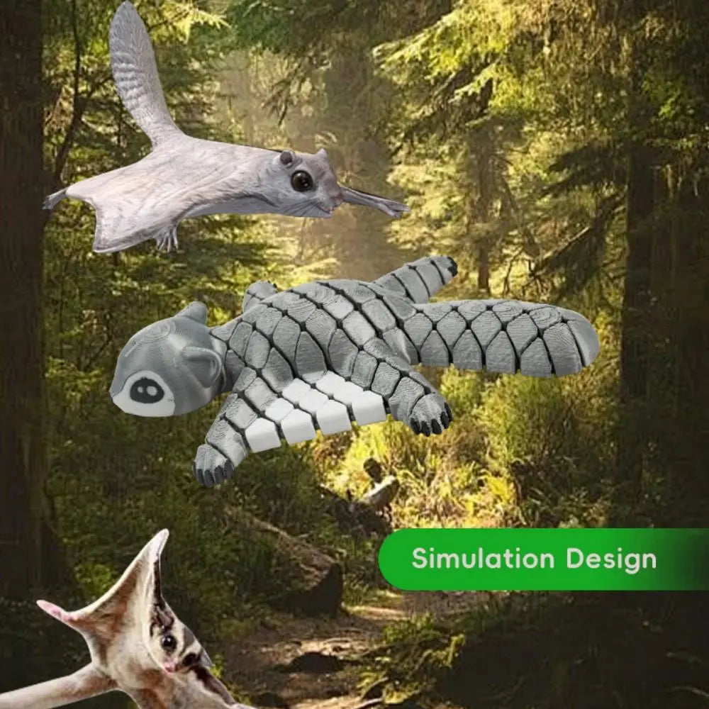 3D Printed Funny Flying Squirrel Toy with Movable Joints Cute Simulated Animal Model Creative Handicraft 3D Printed Animal Model