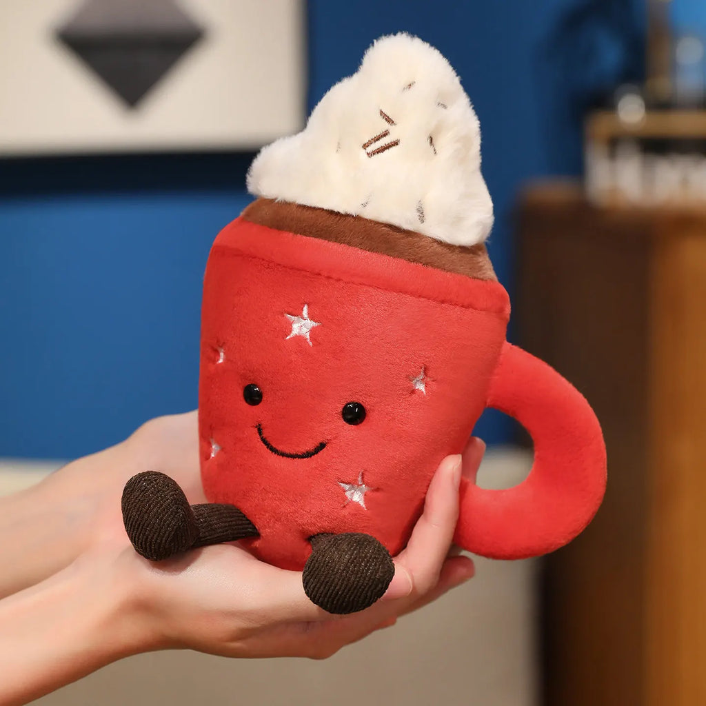 20cm Cute Ice Cream Plush Toy Red Milk Tea Cup Stuffed Doll Cartoon Ice Cream Cup Plushie Girl Room Decoration Ornament Gifts