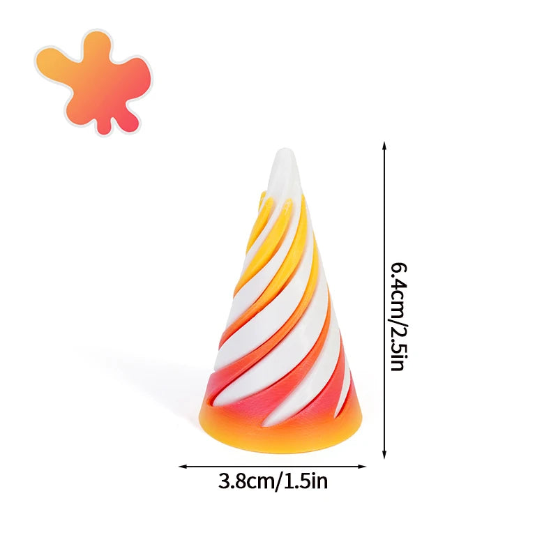 3D Printed Toys Rotating Pyramid 3D Printed Spiral Cone Relief Toys 3D Printed Spinning Anti-Stress Toy Fidget Rotating Pyramid