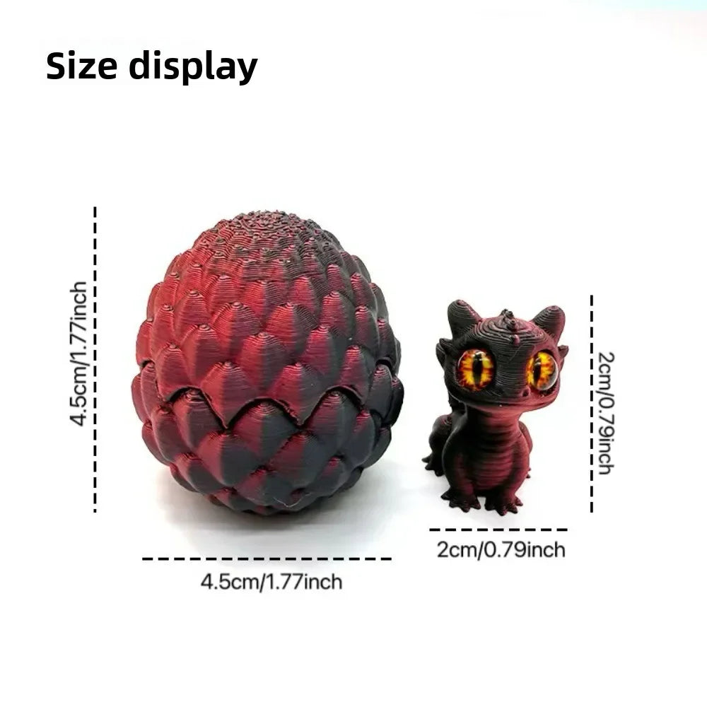 3D Printed Dragon Egg with Baby Dragon Inside - Mini Decorative Figurine for Home & Desktop Ornament, Kids Birthday Gift