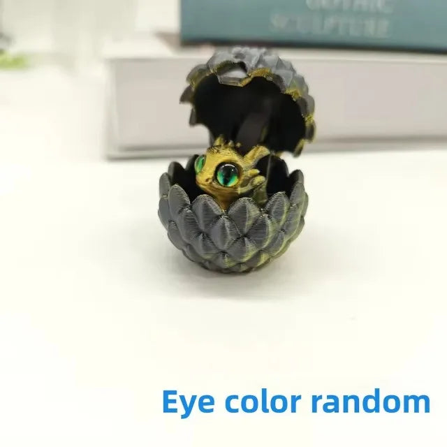3D Printed Dragon Egg with Baby Dragon Inside - Mini Decorative Figurine for Home & Desktop Ornament, Kids Birthday Gift