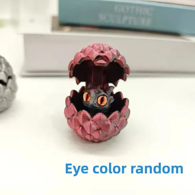 3D Printed Dragon Egg with Baby Dragon Inside - Mini Decorative Figurine for Home & Desktop Ornament, Kids Birthday Gift